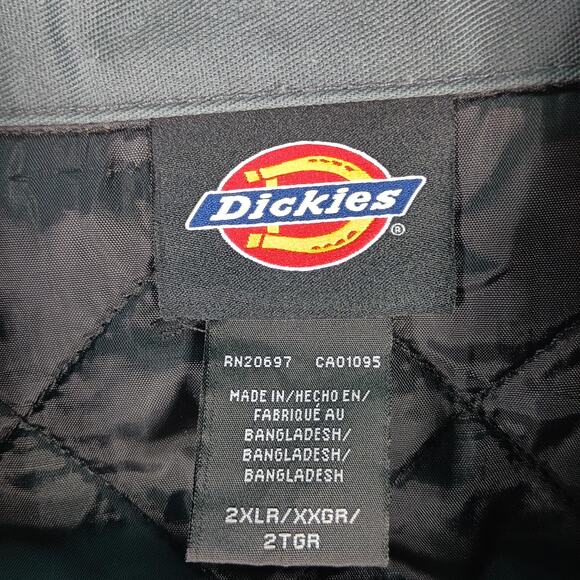 Dickies Jacket Mens 2XL Grey Quilted Lined Workwear Utility Full Zip Heavy - Picture 2 of 9